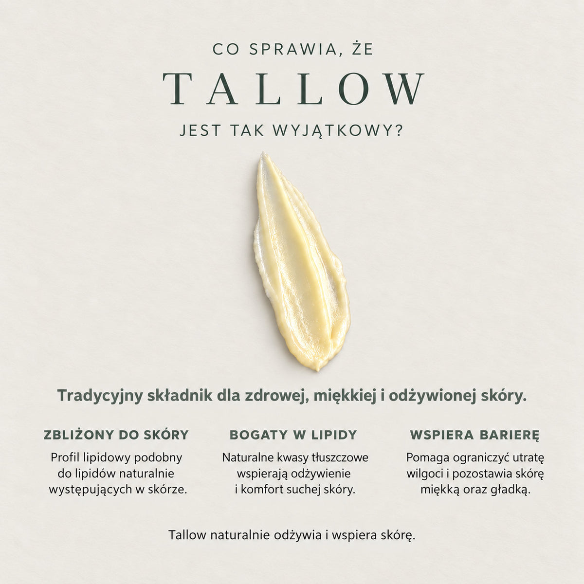 Korzyści tallow dla suchej i wymagającej skóry